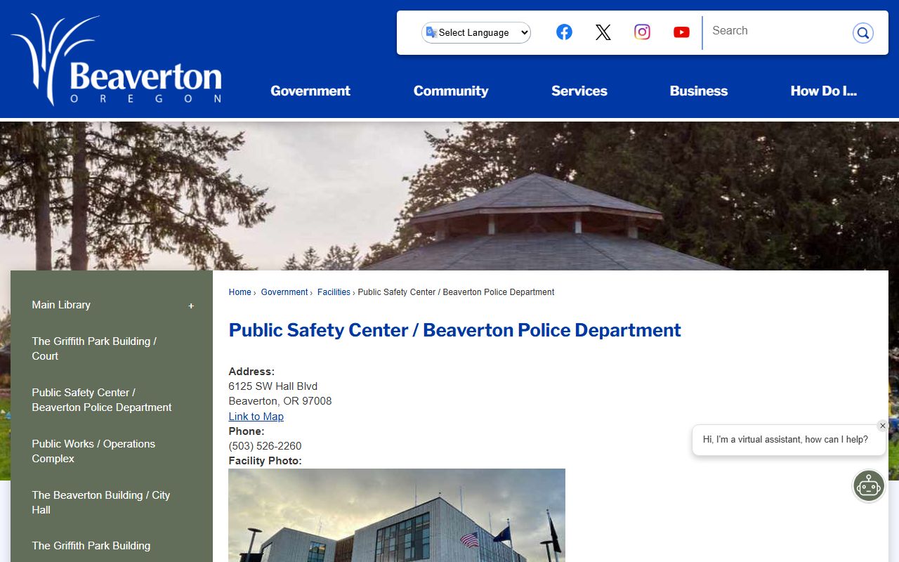 Beaverton Public Safety Center where recent bookings are processed
