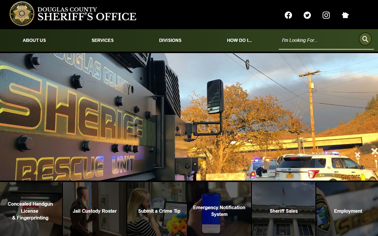 Douglas County Sheriff's Office website for booking records and law enforcement