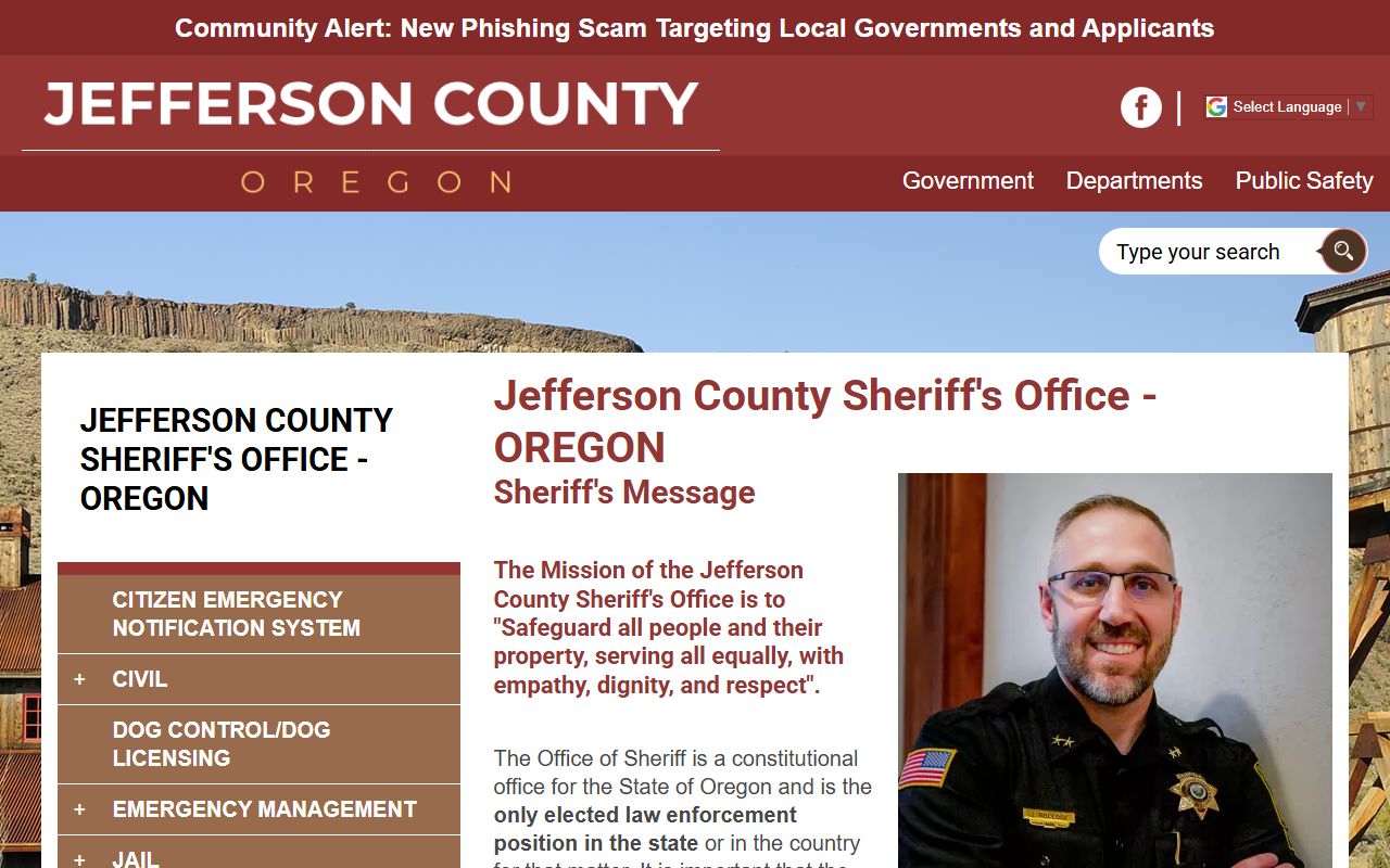 Jefferson County Sheriff office website for inmate and booking information