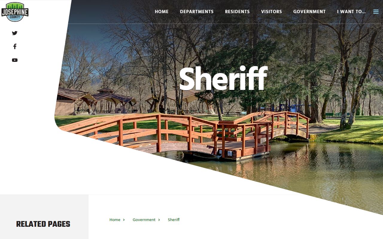 Josephine County Sheriff office website with booking and jail information