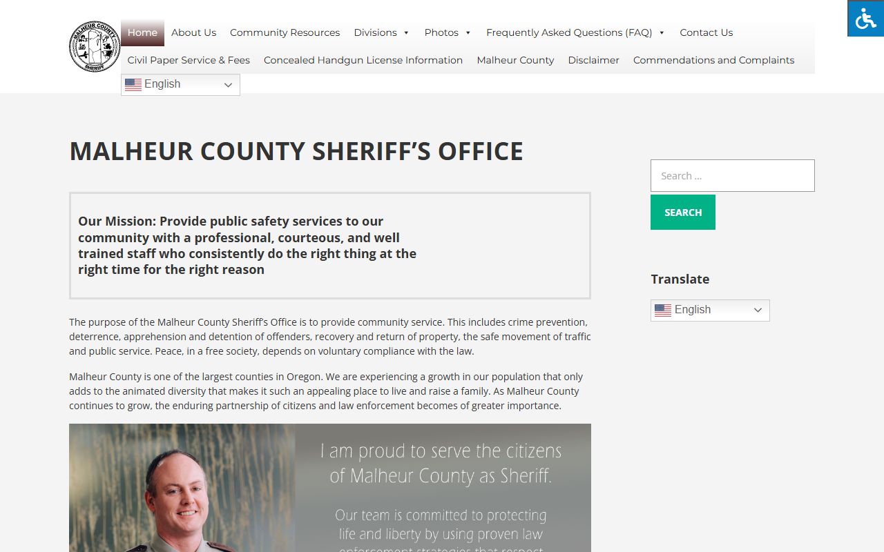 Malheur County Sheriff website for recent bookings and arrest records