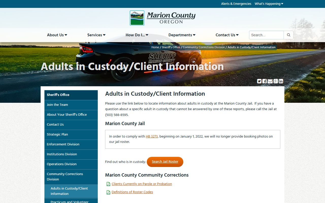 Marion County offender information and community corrections records