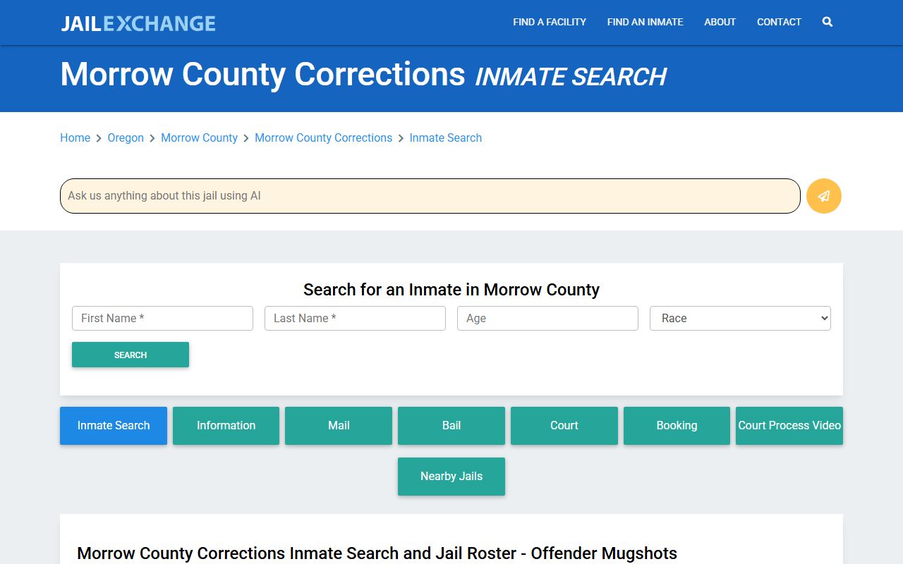 Morrow County corrections inmate search for recent bookings