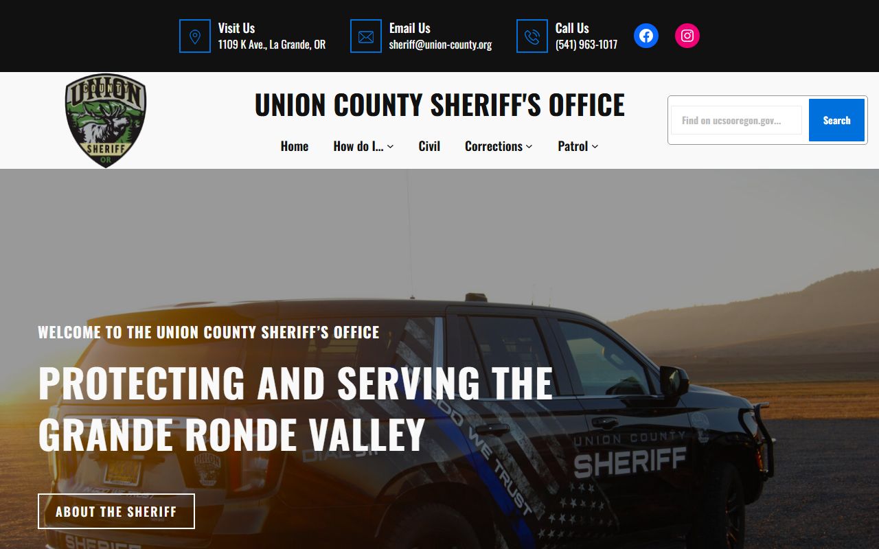 Union County Sheriff's Office website for recent bookings and law enforcement information